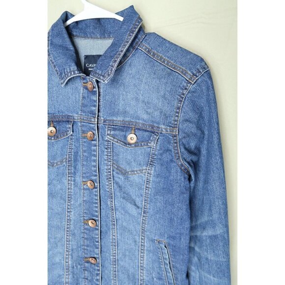 Cavalini Denim Collection Denim Jacket Trucker Distressed Custom Gun Art Small - Picture 3 of 12